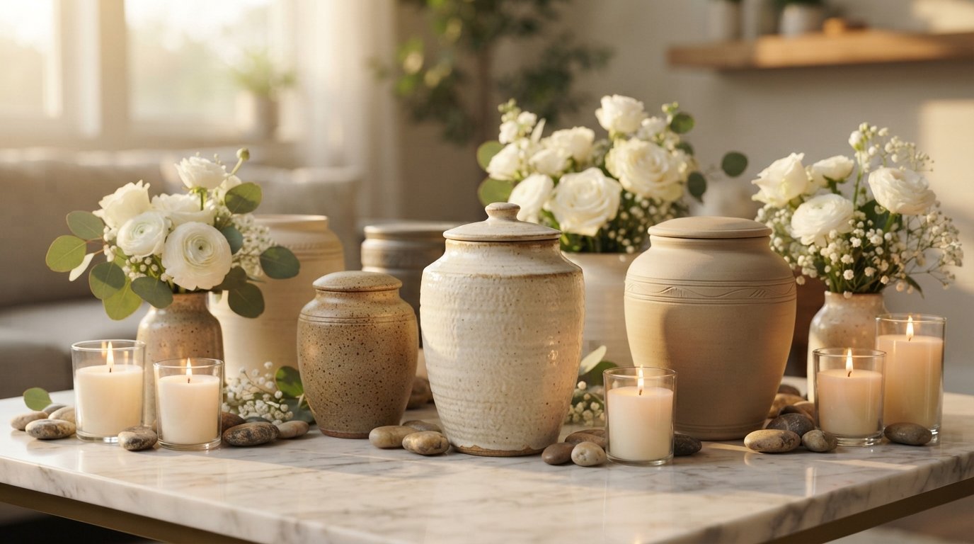 Keramiek urn "Wavy Leaves"
